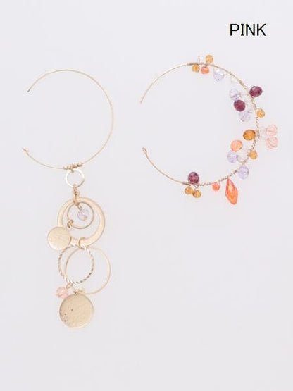 チャイハネ・amina インドビーズ アシンメトリーピアス クリックポスト発送！クイーネフープ ピアス