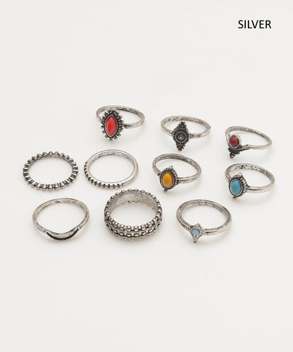 チャイハネ・アミナコレクション モロッカンＳＥＴリング 10点セットリング セットリング 重ね付け