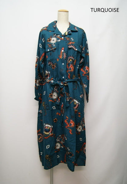 チャイハネ アミナコレクション サンティーワンピース ネイティブ柄 ポケット付きワンピース シャツワンピ 春夏